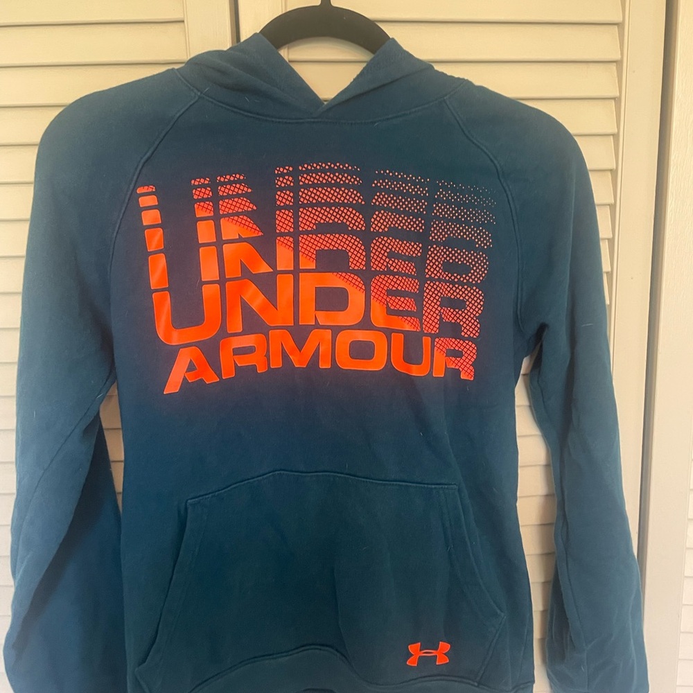 Under Armour Men's Teal and Orange Hoodie